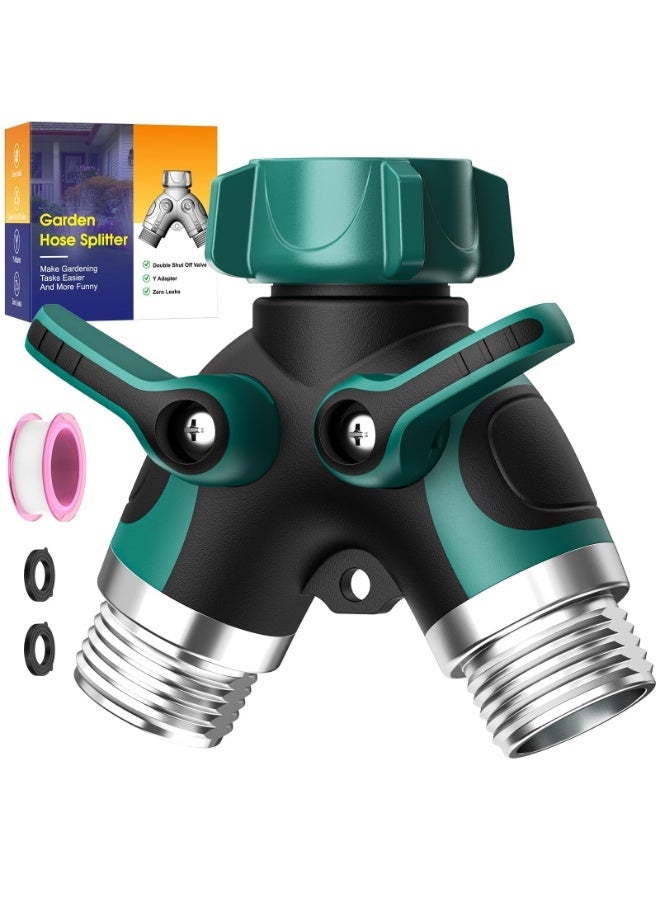 OSHIMA Hose Splitter 2 Way, 2 Way Garden Hose Splitter, Water Spigot Splitter for Heavy Duty Metal Outdoor 3/4 Inch Faucet Y Connector, with 3 Leakproof Washers & 1 tape - Image 3